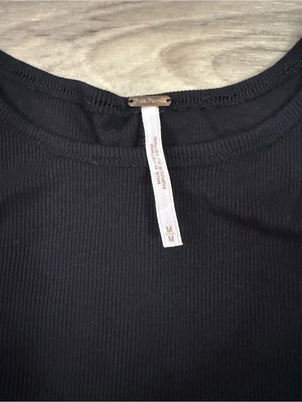 Free People Black High Neck Rib Knit Tank Top with Hook and Eye Closure Medium